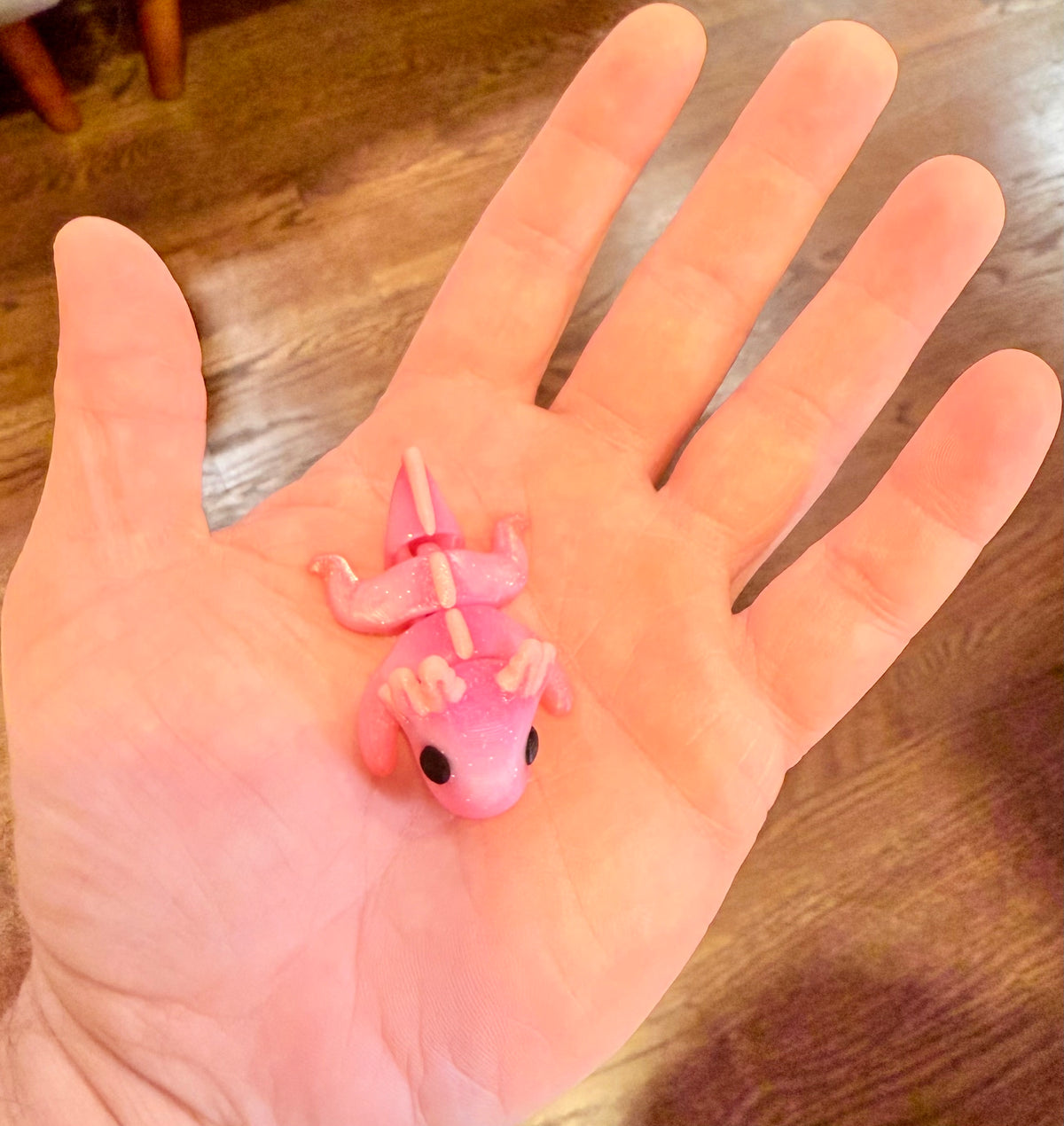 Axolotl Pocket Peep Flexi – Sparkle Pink, Glow, 2”
