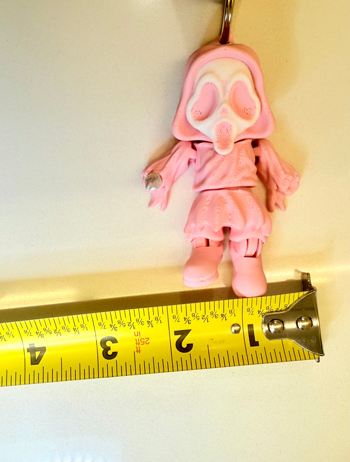 Ghost Face 3D Printed Flexi keychain biodegradable. In PINK