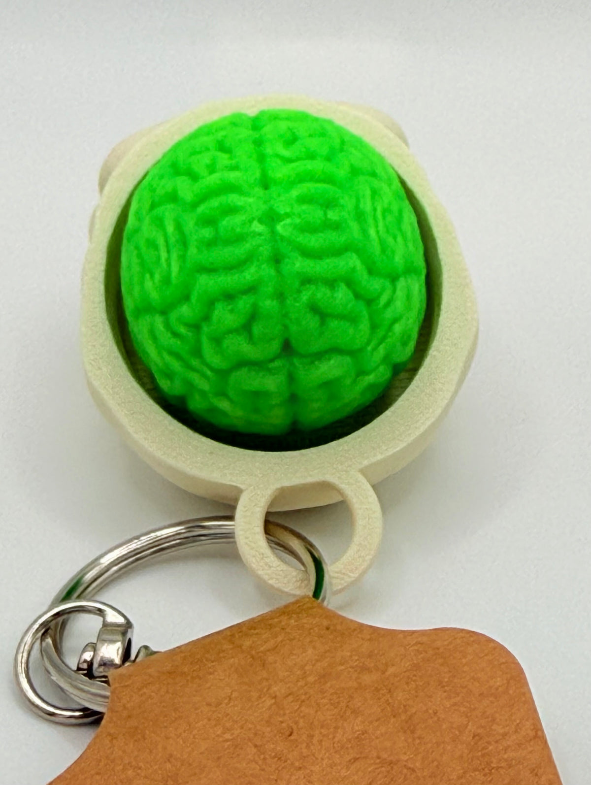 GlowBrain Skull Fidget Clicker Keychain – Green Brain, Glow