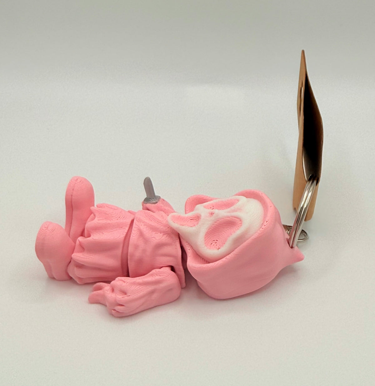 Ghost Face 3D Printed Flexi keychain biodegradable. In PINK