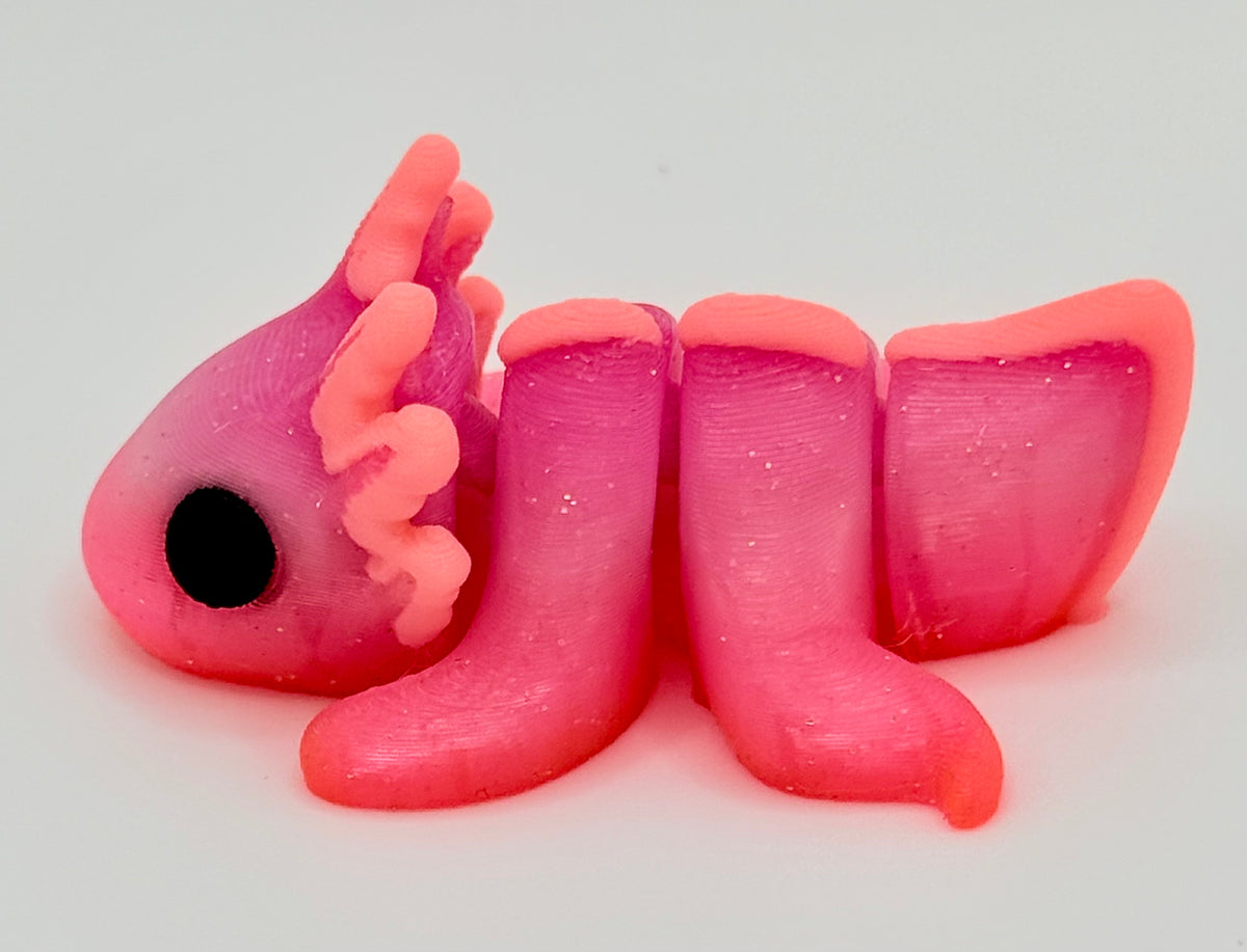 Axolotl Pocket Peep Flexi – Sparkle Pink, Glow, 2”