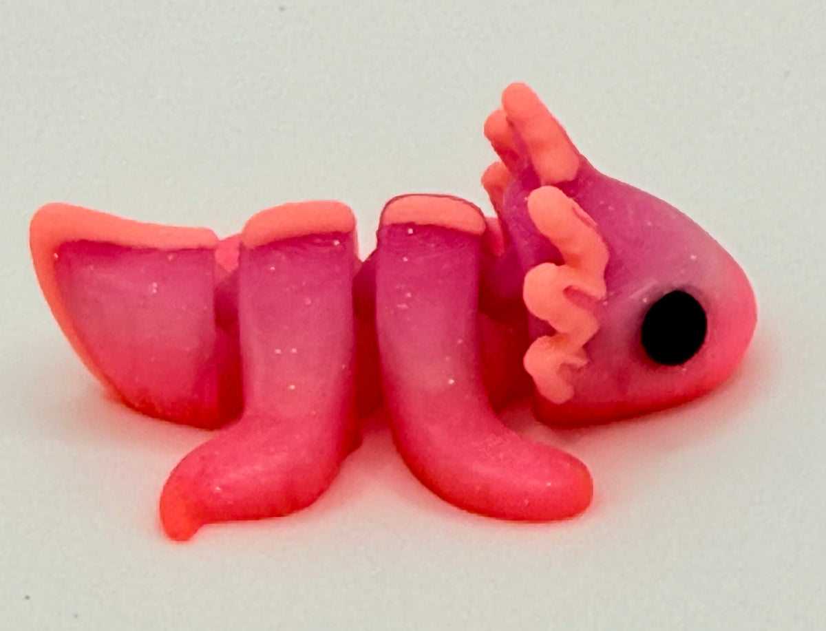 Axolotl Pocket Peep Flexi – Sparkle Pink, Glow, 2”