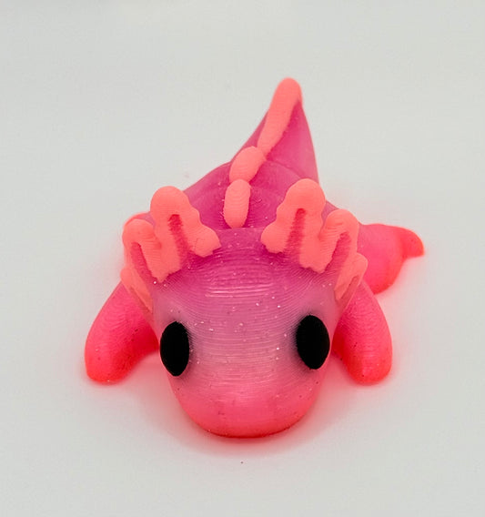 Axolotl Pocket Peep Flexi – Sparkle Pink, Glow, 2”