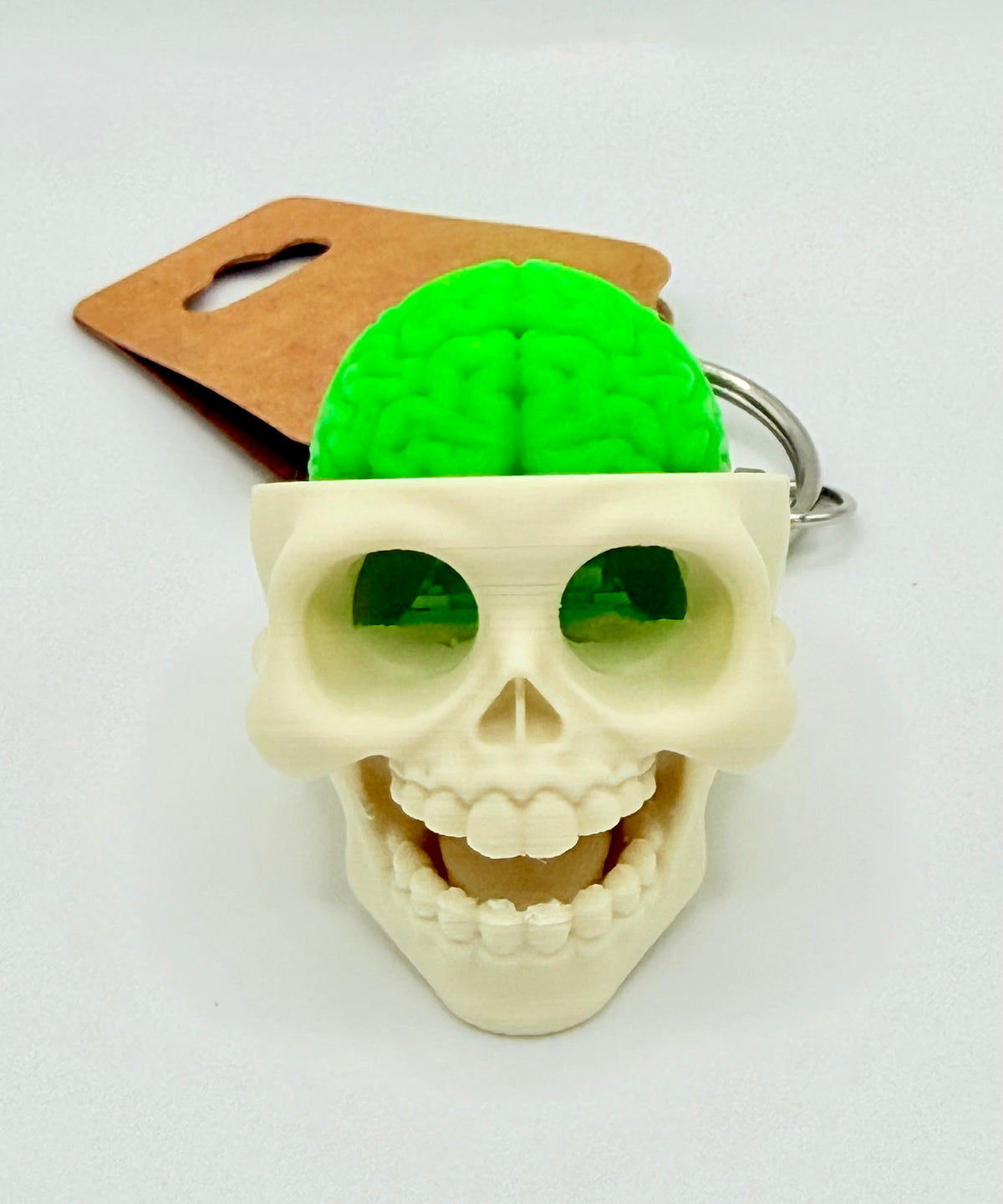 GlowBrain Skull Fidget Clicker Keychain – Green Brain, Glow