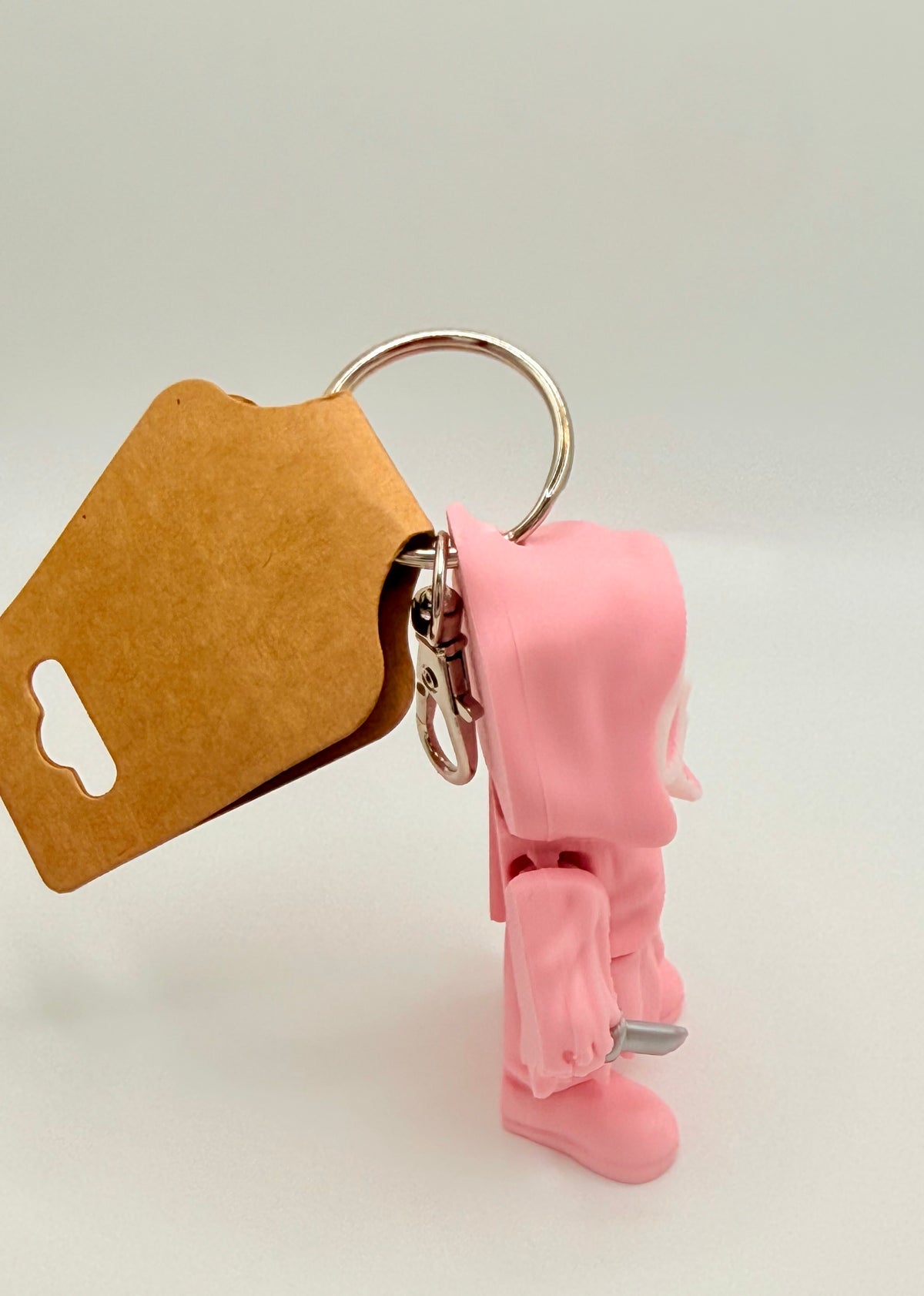 Ghost Face 3D Printed Flexi keychain biodegradable. In PINK