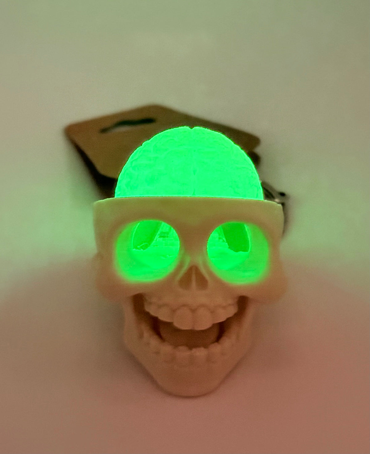 GlowBrain Skull Fidget Clicker Keychain – Green Brain, Glow