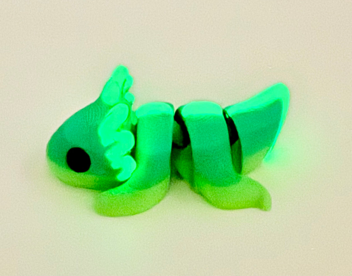 Axolotl Pocket Peep Flexi – Green, Glow, 2”