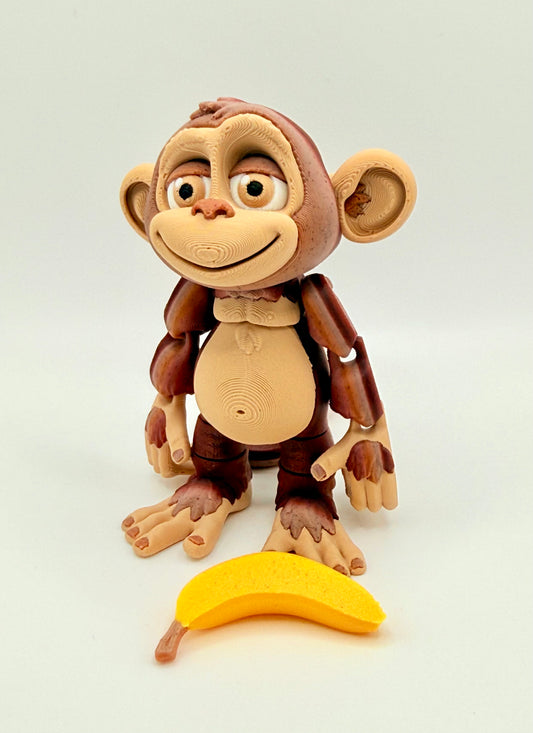 Monkey 3D Printed Flexi with Banana Your New Hanging Buddy!
